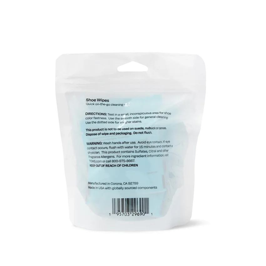 Lingettes nettoyantes pour chaussures TOMS unisexes, lot de 8 Lingettes nettoyantes pour chaussures TOMS unisexes, lot de 8